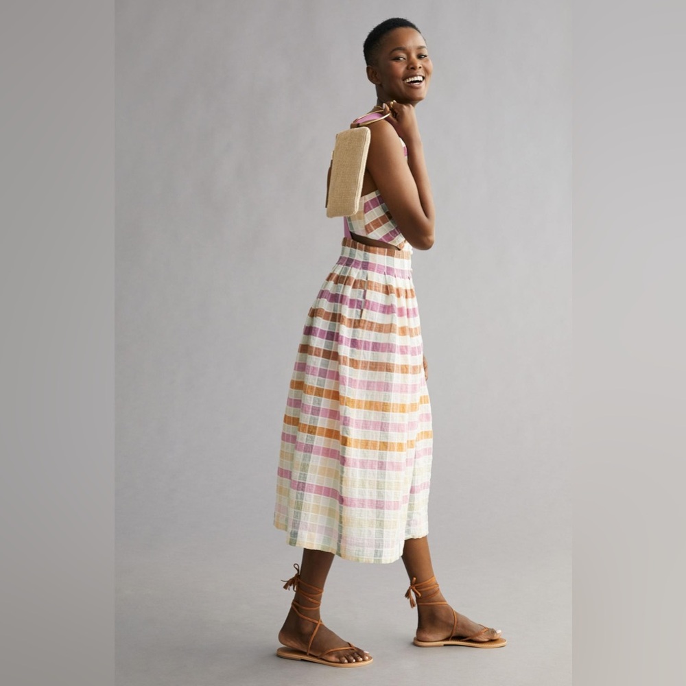 Anthropologie Maeve Ombré Plaid Midi Sundress- NWOT - Picture 4 of 7